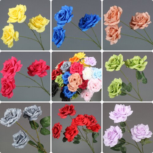 仿真三头钻石玫瑰花婚庆仿真假花装饰莱菲玫瑰花束婚礼堂花材花艺