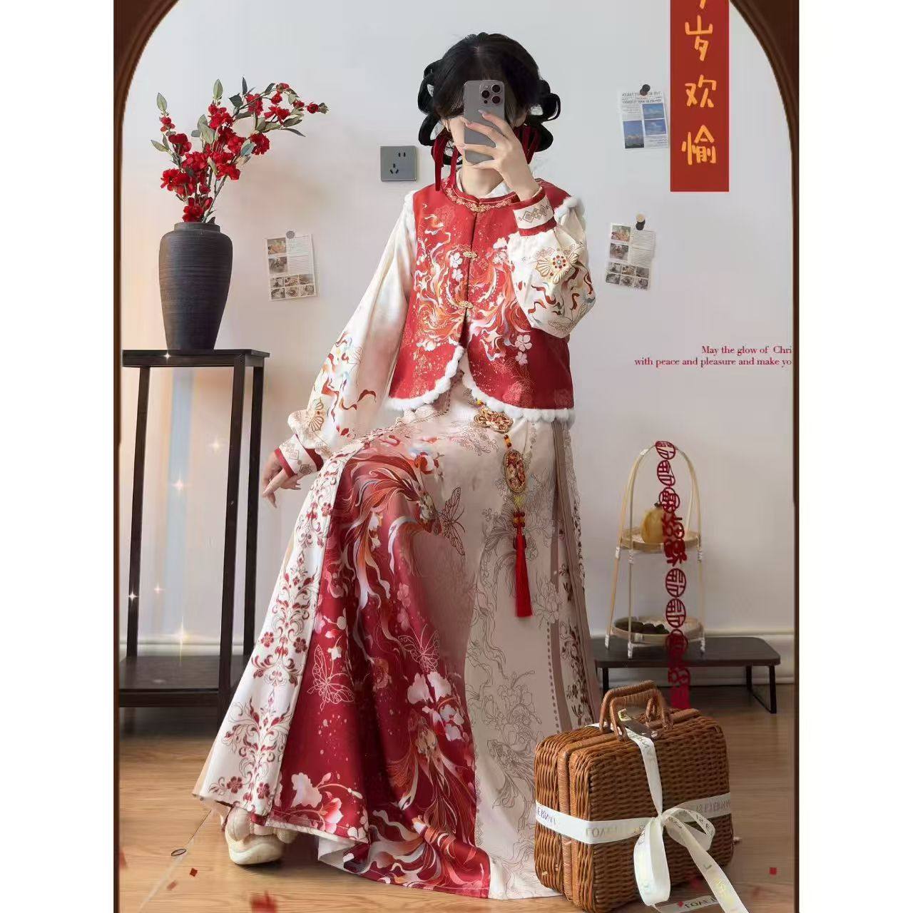 秋冬加绒锦鲤汉服租赁套装