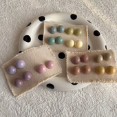 原创 ins博主多巴胺圆形紫色白色晚晚925纯银针耳钉 莫兰迪色系