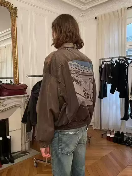 Erd Melancholy Rich Second Generation American Retro Workwear Zipper Flight Jacket Distressed Cleanfit Jacket for Men and Women