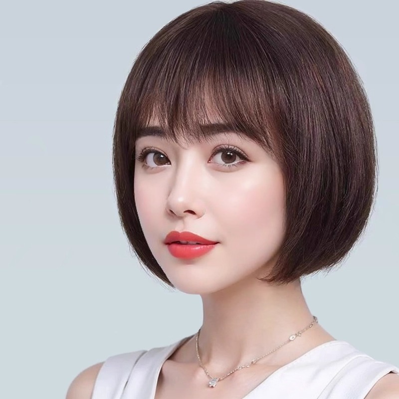 假发女真发薄款波波头全头套透气