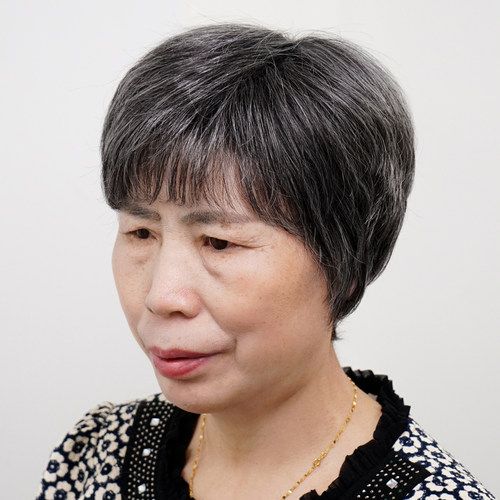 奶奶花白色假发薄款真发