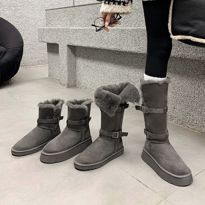 保暖季！时尚灰色雪地靴
