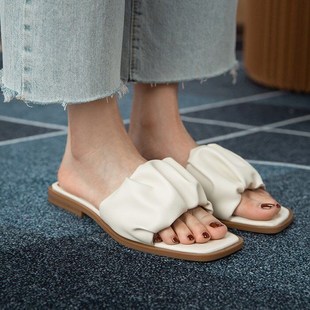 方头平底一字懒人拖鞋 软糯糯 女夏外穿凉拖 新款 云朵感2026春季