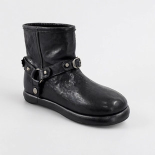 羊皮毛一体圆头保暖短筒靴子女雪地靴 新款 头层水洗马皮 2025冬季