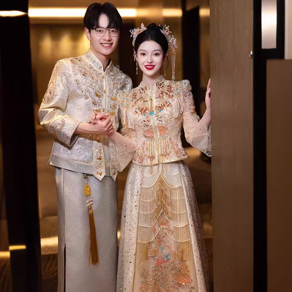 秀禾服新娘夏季新款中式婚纱结婚礼服重工奢华秀禾服女