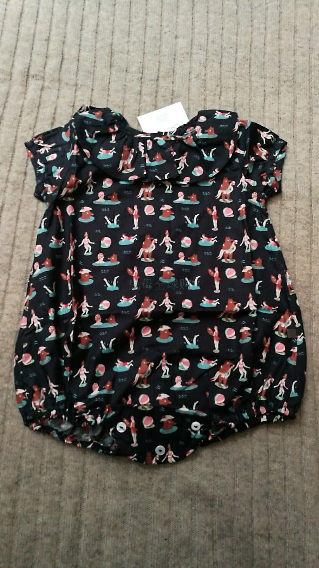 【鬼母】oeuf  熊满印短袖包屁衣  仅6M