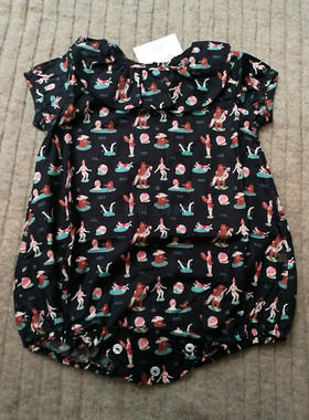 【鬼母】oeuf  熊满印短袖包屁衣  仅6M