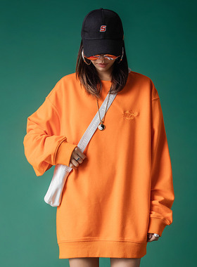 2025秋季街头潮牌字母印花圆领卫衣女情侣宽松休闲嘻哈上衣潮流男