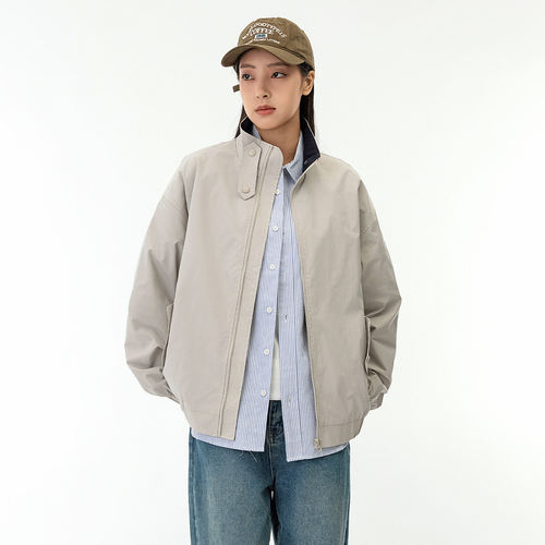 系复古简约工装立领防风夹克