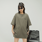 新款 潮牌字母印花水洗圆领短袖 T恤女2025夏季 宽松体恤