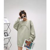 街头潮牌梵文发泡文字母圆领卫衣女春季 ONE PASS 情侣宽松上衣男