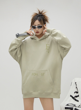 ONE PASS 街头潮牌字母连帽卫衣男女款2023春季新款宽松嘻哈上衣