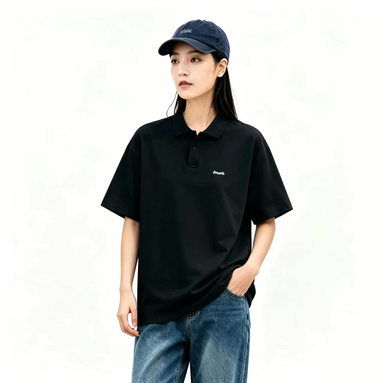 夏季短袖休闲翻领POLO衫日系宽松图片