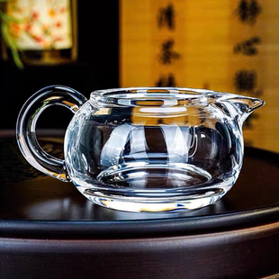 东海原矿白水晶扁壶款加厚耐热鹰嘴公道杯分茶器功夫茶具