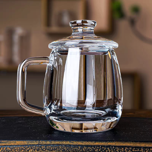 东海原矿水晶杯带把手老板杯水杯茶杯茶器会议杯男士茶器