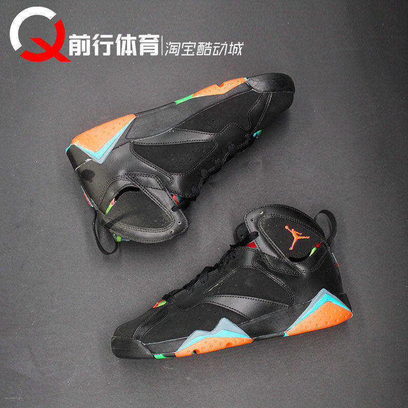 AJ7GS黑橙紫高帮复古篮球鞋