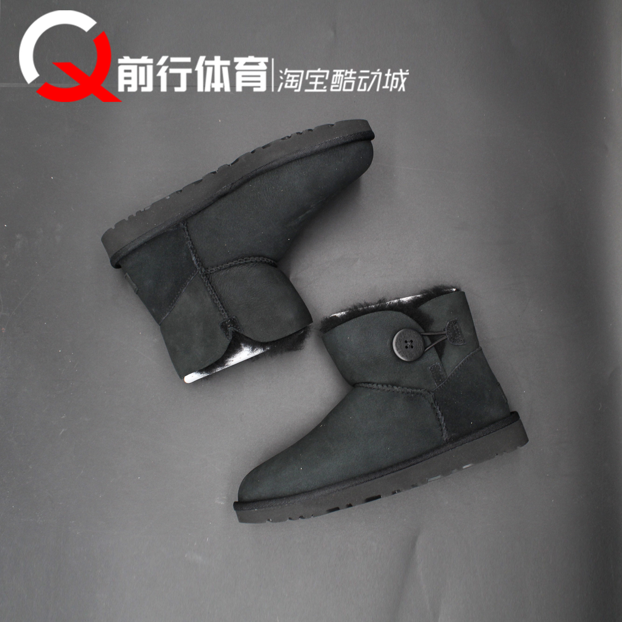 UGG中筒休闲雪地靴女款黑色图片