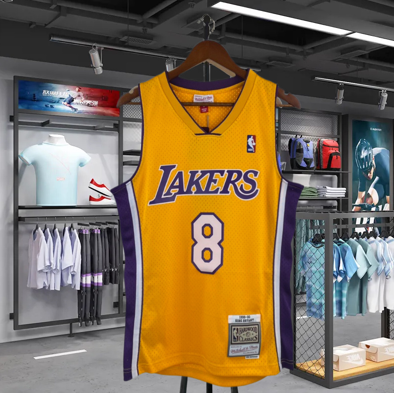 美版 sw 99/00赛季 湖人8号 24号 科比球衣 热压复古篮球服kobe