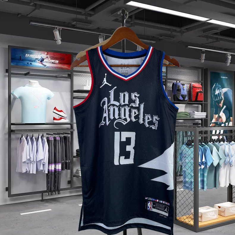 美版 sw 快船队13号保罗乔治球衣2024城市版0号威少篮球服球迷版