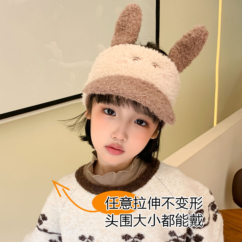 卡通空顶帽秋冬季加厚保暖毛绒帽