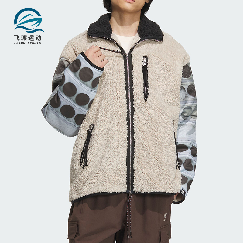 阿迪达斯加绒运动宽松夹克外套