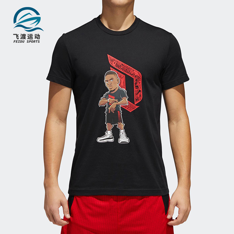 Adidas/阿迪达斯正品男子漫画篮球运动圆领短袖T恤 CV9969