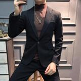 高品质新款毛呢加厚保暖西装男套装暗条纹卡其西服DX5516-P155，男装西服，星座197