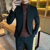 秋冬咖啡打底中式立领西装高级感男装中山装单件西服DX2306-P155，男装T恤，星座197