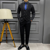 MJT5502 马甲休闲双排扣马夹伴郎团服兄弟装 P145 英伦绅士工装 套装