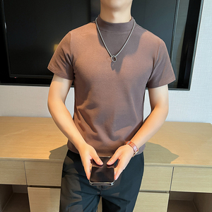德绒双面绒男士韩版修身短袖t恤圆领高级感弹力打底衫DT6619-P40图片
