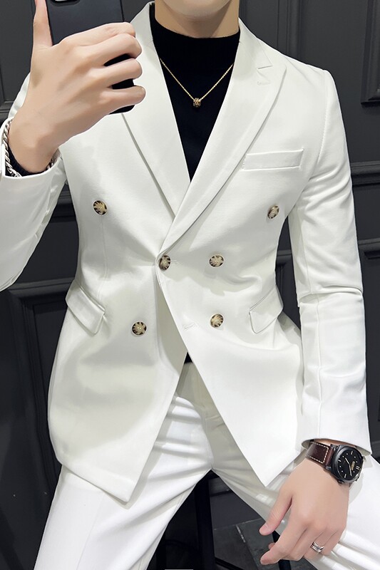 大码高品质双排扣商务西装新郎结婚西服男套装潮LJT2212-P215,男装西服,星座197