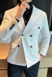 高品质雪尼尔英伦商务男士西装双排气质西服外套帅DX2405-P155，男装西服套装，星座197
