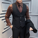 高品质条纹马甲男通勤职业婚礼马夹黑色马甲套装MJT2501-P130，男装休闲套装，星座197