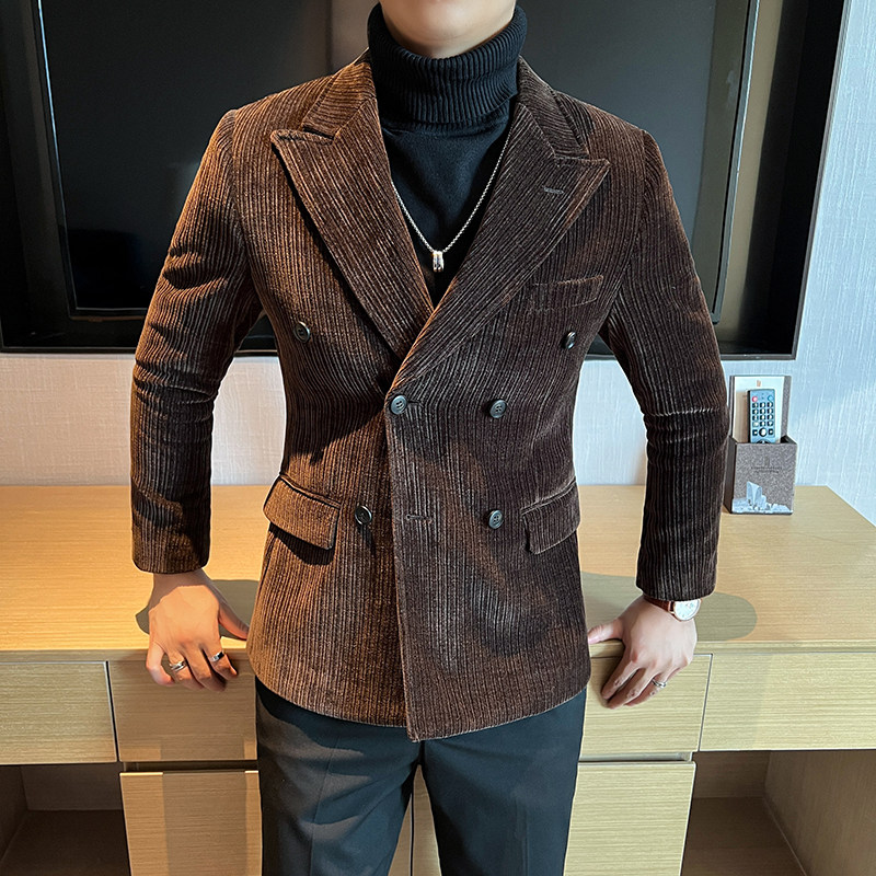 高品质 雪尼尔 英伦商务男士西装双排气质西服外套帅DX2405-P155图片