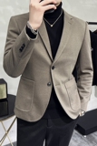 咖啡加厚保暖毛呢西服男士商务休闲呢子西装外套DX2219-特P100，男装西服套装，星座197