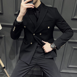 大码高品质双排扣商务西装新郎结婚西服男套装潮LJT2212-P215，男装西服，星座197