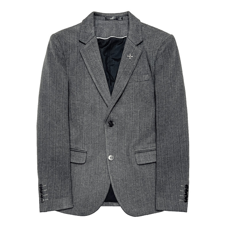 高品质新款毛呢加厚保暖西装男外套暗条纹黑色西服DX6692-P155,男装西服,星座197
