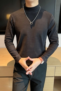双面绒德绒长袖t恤男士半高领内搭弹力修身体恤打底衫CT6617-P40图片
