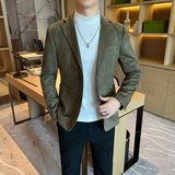 高品质麂皮绒西装外套男修身高级感西服男黑色单西男XZ5533-P155，男装西服套装，星座197