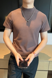 德绒双面绒男士韩版修身短袖t恤圆领高级感弹力打底衫DT6619-P40图片