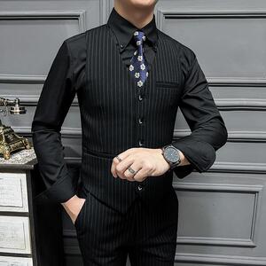 高品质 男士修身条纹马甲结婚礼服新郎伴郎兄弟装 单马甲MJ41-P60图片