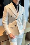 高品质雪尼尔西装男套装双排扣修身小西服咖啡外套LJT2405-P230，男装西服套装，星座197