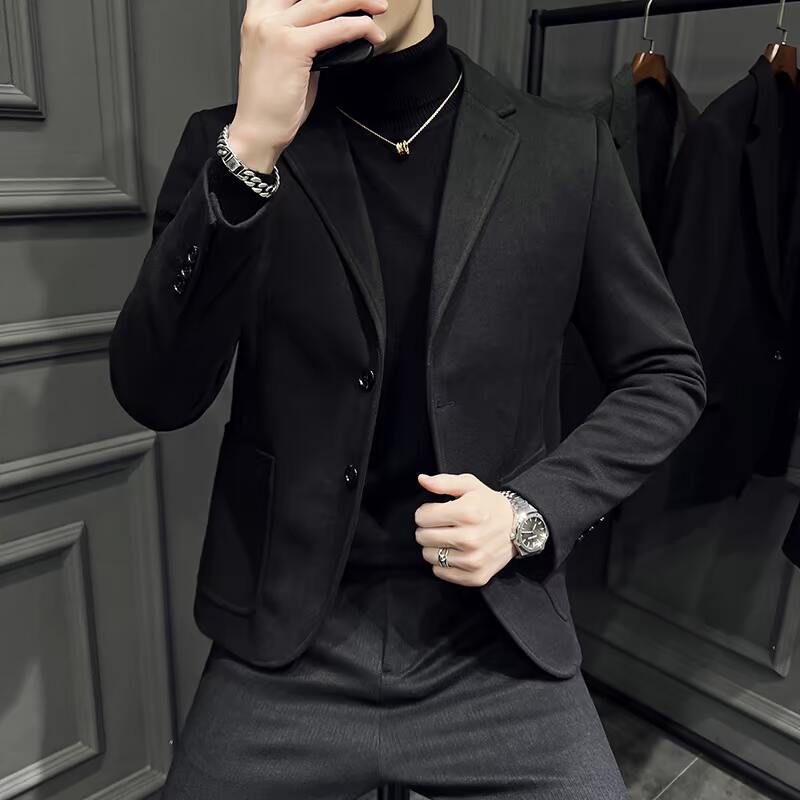 咖啡加厚保暖毛呢西服男士商务休闲呢子西装外套DX2219-特P100,男装西服套装,星座197