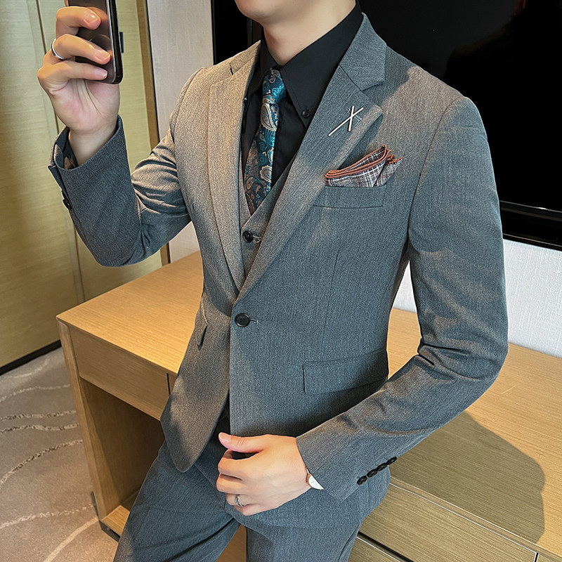 新款高品质大码男装结婚新郎套装商务套装三件套潮SJT2401-P210,男装休闲套装,星座197