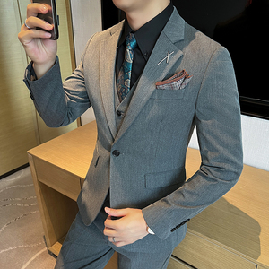 新款 高品质 大码男装结婚新郎套装商务套装三件套潮SJT2401-P210图片