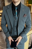 新款高品质大码男装结婚套装商务套装三件套深灰SJT2402-P210，男装休闲套装，星座197
