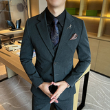新款高品质大码男装结婚套装商务套装三件套黑色SJT2402-P210，男装休闲套装，星座197