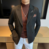 大码男士外套韩版双排扣新郎西服通勤深灰单件西装DX2404-P115，男装西服套装，星座197