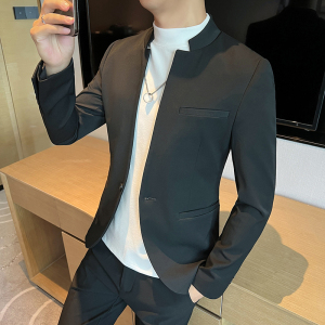 2025高品质西服男套装立领中山装新中式无领西装LJT2305-P210